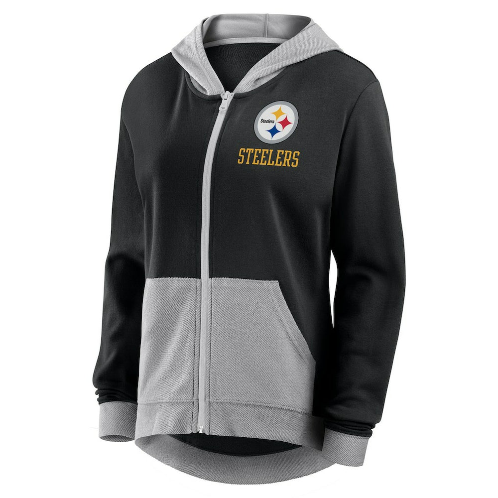 Pittsburgh Steelers Logo Athletic Women's Hit It French Terry Full-Zip Hoodie - Black cheap