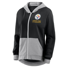 Pittsburgh Steelers Logo Athletic Women's Hit It French Terry Full-Zip Hoodie - Black cheap