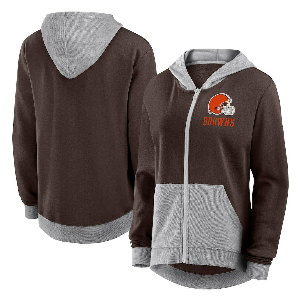 Cleveland Browns Logo Athletic Women's Hit It French Terry Full-Zip Hoodie - Brown outlet