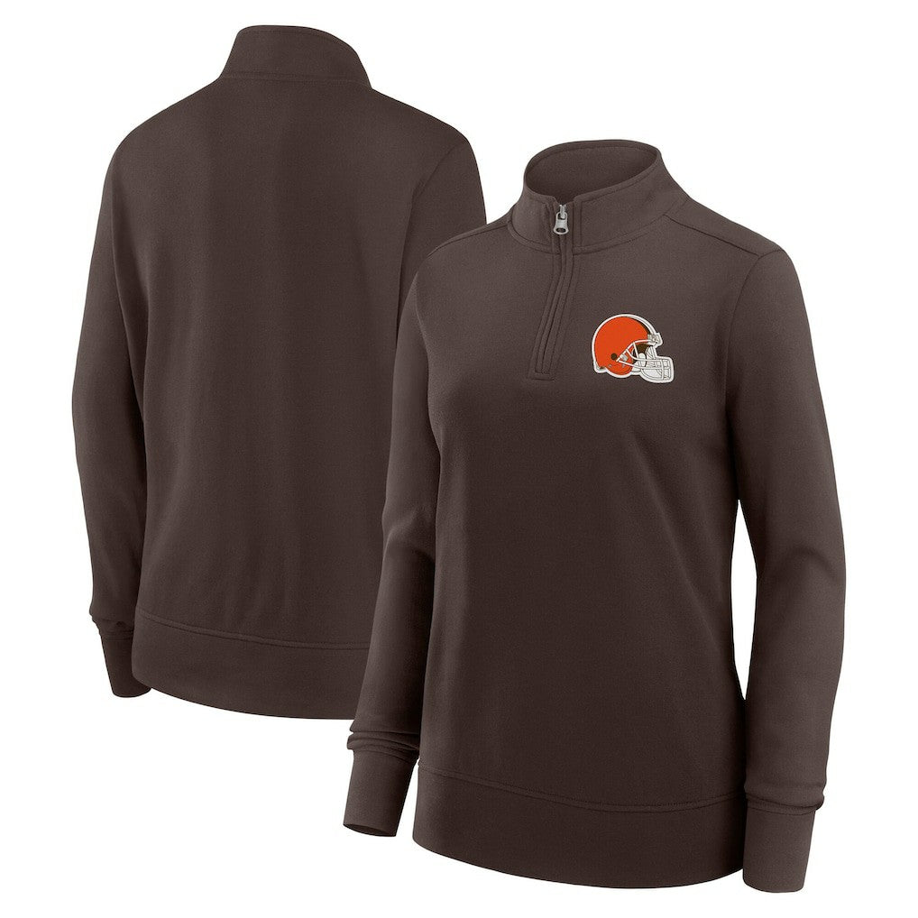Cleveland Browns Logo Athletic Women's Velocity Quarter-Zip Jacket - Brown discount