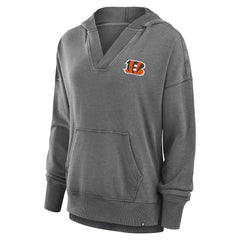 Cincinnati Bengals Women's Initiative Snow Wash French Terry V-Neck Pullover Hoodie - Heather Charcoal discount