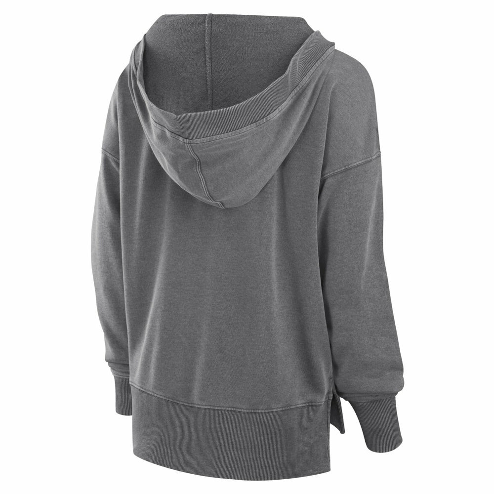 New York Jets Women's Initiative Snow Wash French Terry V-Neck Pullover Hoodie - Heather Charcoal on sale