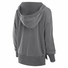 New York Jets Women's Initiative Snow Wash French Terry V-Neck Pullover Hoodie - Heather Charcoal on sale