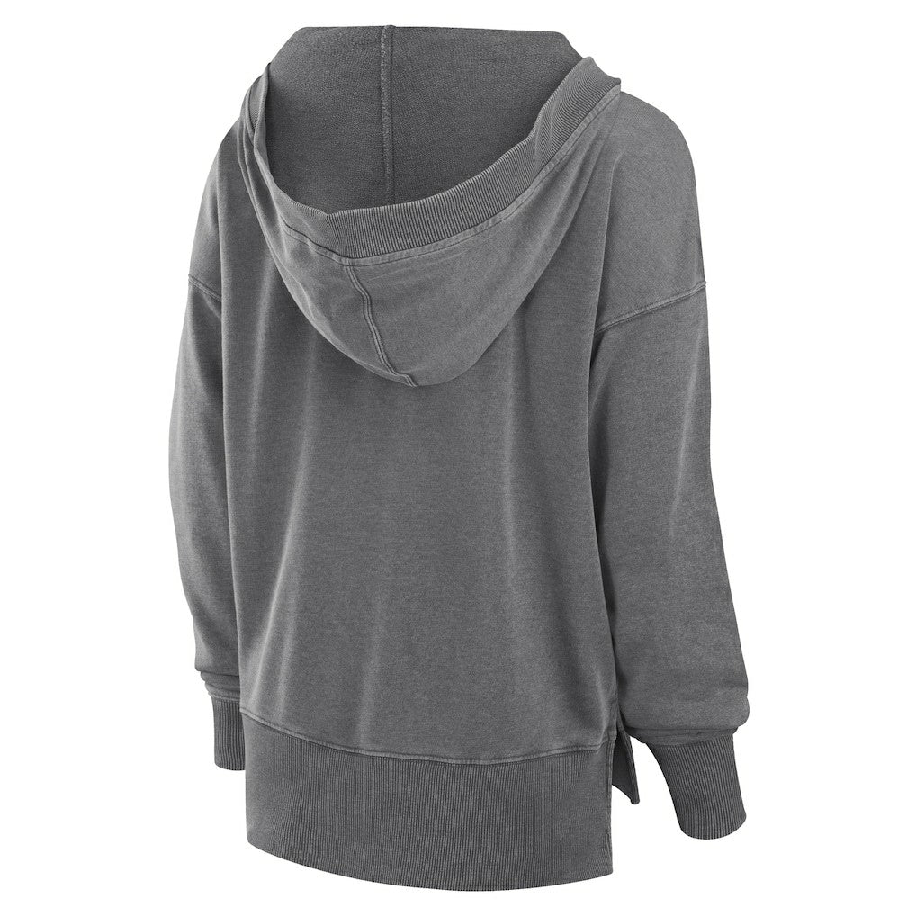New Orleans Saints Women's Initiative Snow Wash French Terry V-Neck Pullover Hoodie - Heather Charcoal on sale