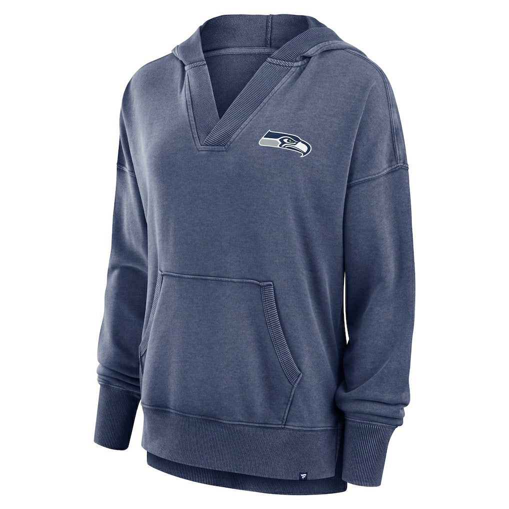 Seattle Seahawks Women's Initiative Snow Wash French Terry V-Neck Pullover Hoodie - Heather College Navy online