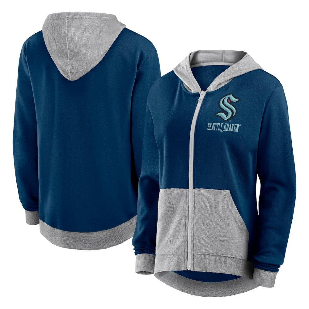 Seattle Kraken Logo Athletic Women's Hit It French Terry Full-Zip Hoodie - Navy Hoodies