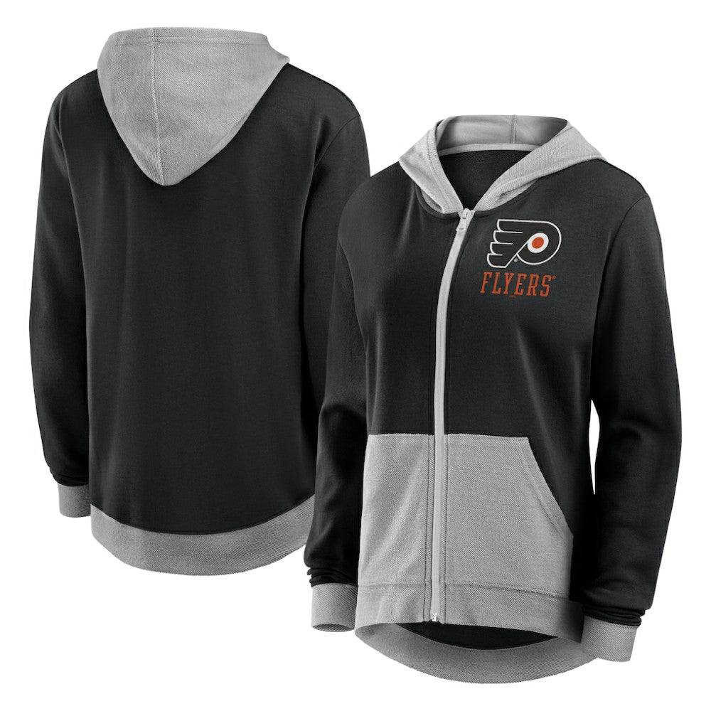 Philadelphia Flyers Logo Athletic Women's Hit It French Terry Full-Zip Hoodie - Black Hoodies