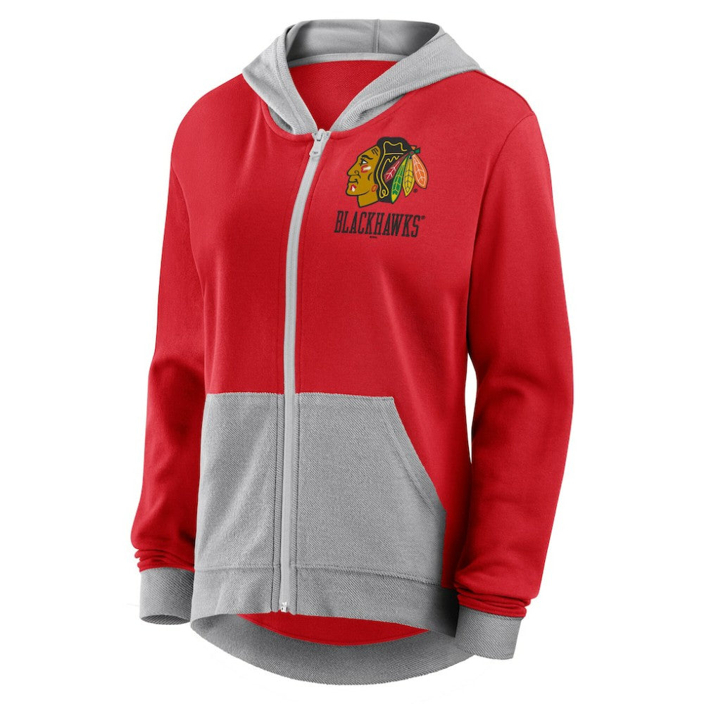 Chicago Blackhawks Logo Athletic Women's Hit It French Terry Full-Zip Hoodie - Red Hoodies
