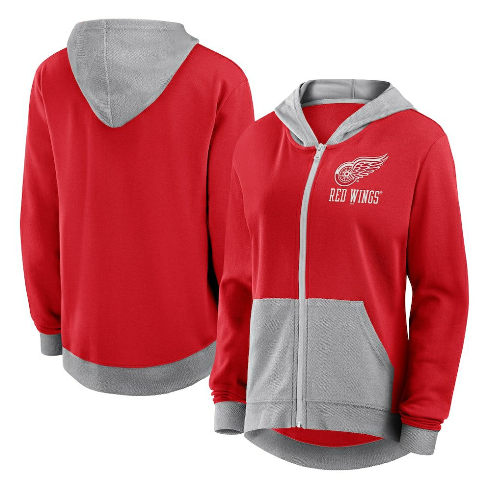 Detroit Red Wings Logo Athletic Women's Hit It French Terry Full-Zip Hoodie - Red Hoodies