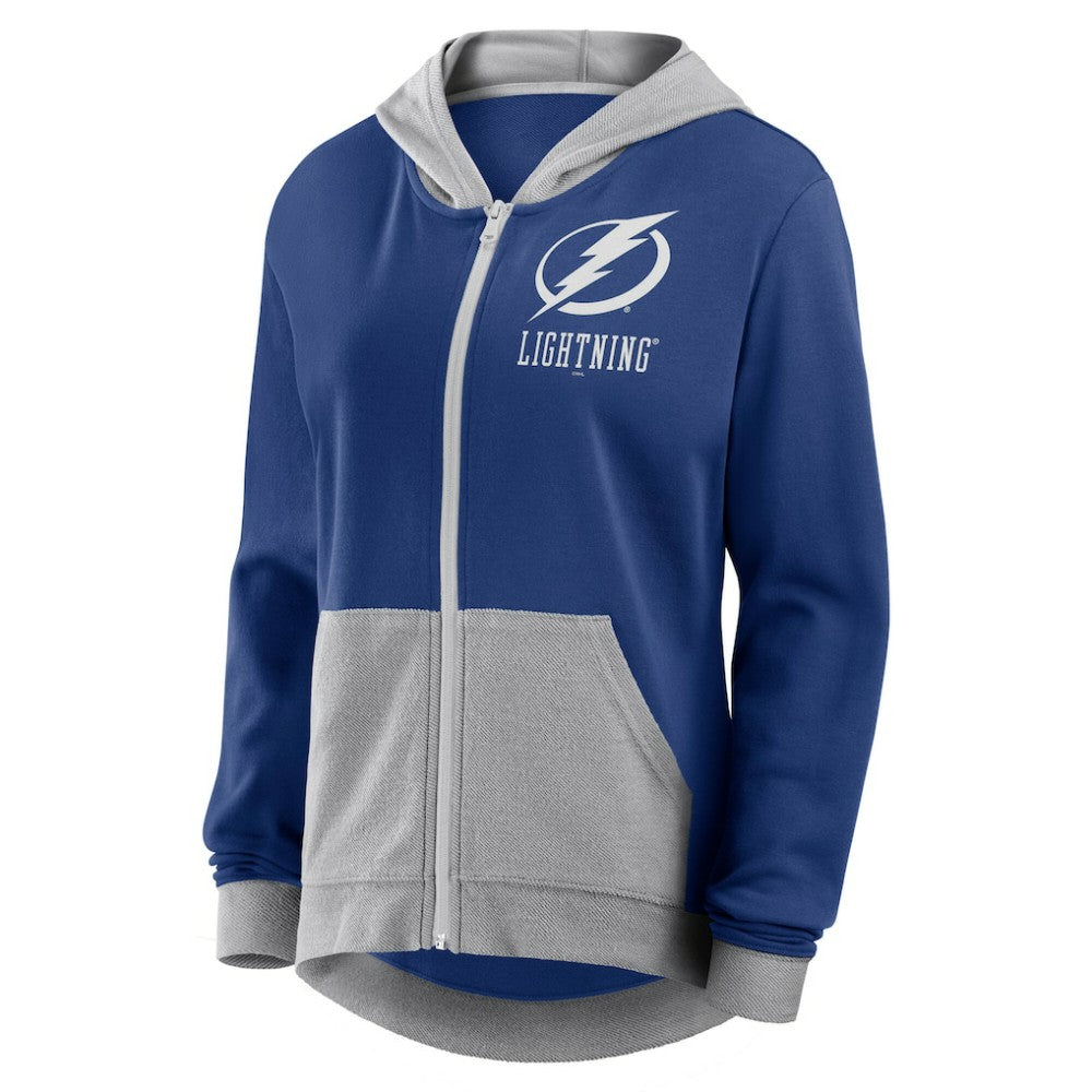 Tampa Bay Lightning Logo Athletic Women's Hit It French Terry Full-Zip Hoodie - Blue Hoodies