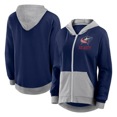 Columbus Blue Jackets Logo Athletic Women's Hit It French Terry Full-Zip Hoodie - Navy Hoodies