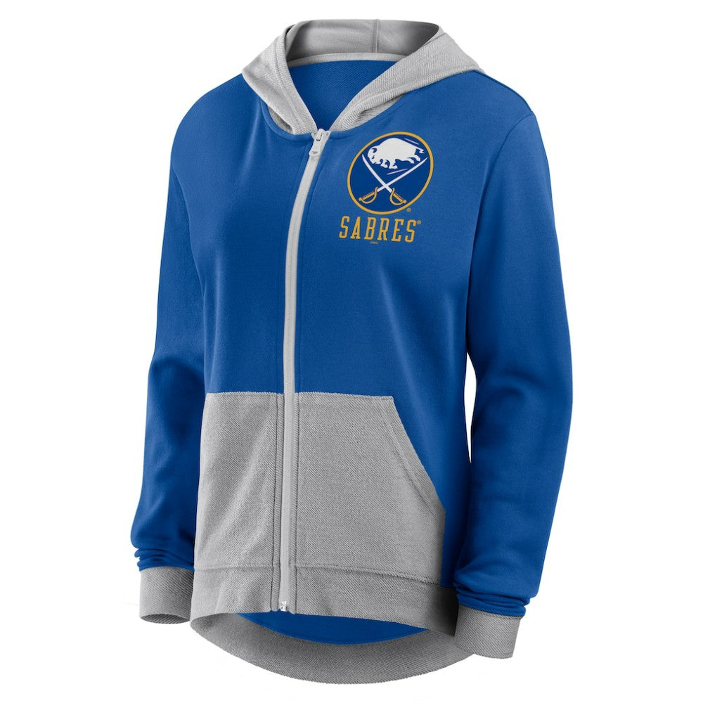 Buffalo Sabres Logo Athletic Women's Hit It French Terry Full-Zip Hoodie - Royal Hoodies