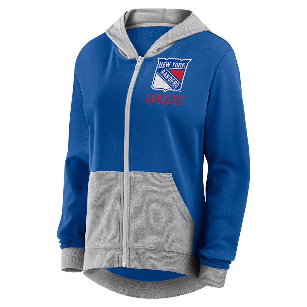 New York Rangers Logo Athletic Women's Hit It French Terry Full-Zip Hoodie - Blue Hoodies