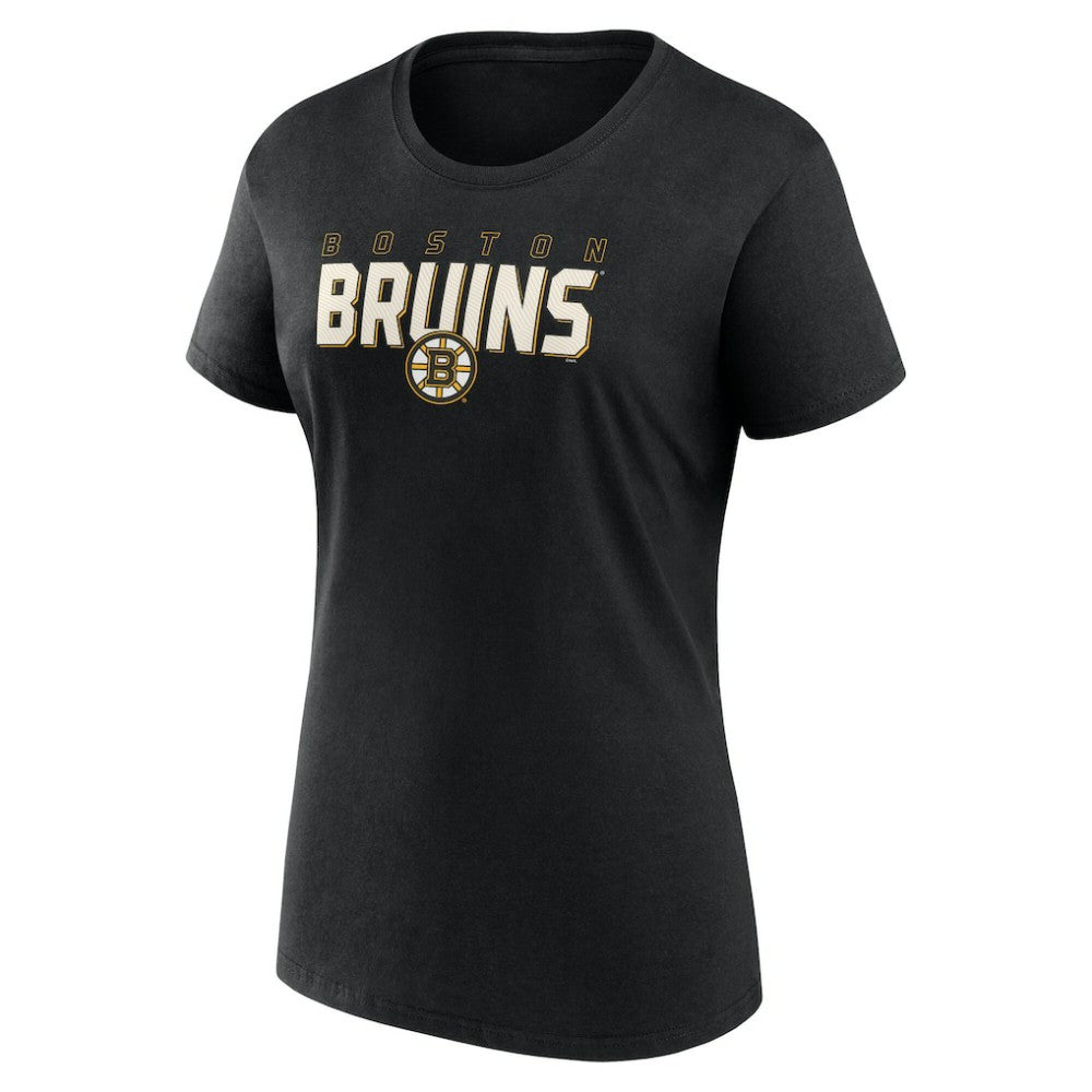 Boston Bruins Logo Athletic Women's Launch Scoop Neck T-Shirt - Black T-shirts
