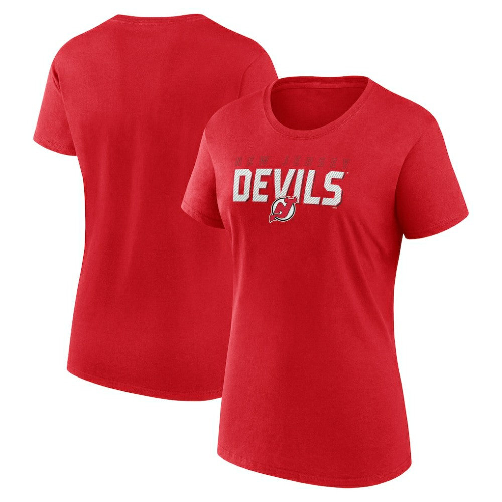 New Jersey Devils Logo Athletic Women's Launch Scoop Neck T-Shirt - Red T-shirts