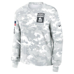 Cleveland Browns Women's 2024 Salute To Service Dri-FIT Long Sleeve T-Shirt - Arctic Camo sale