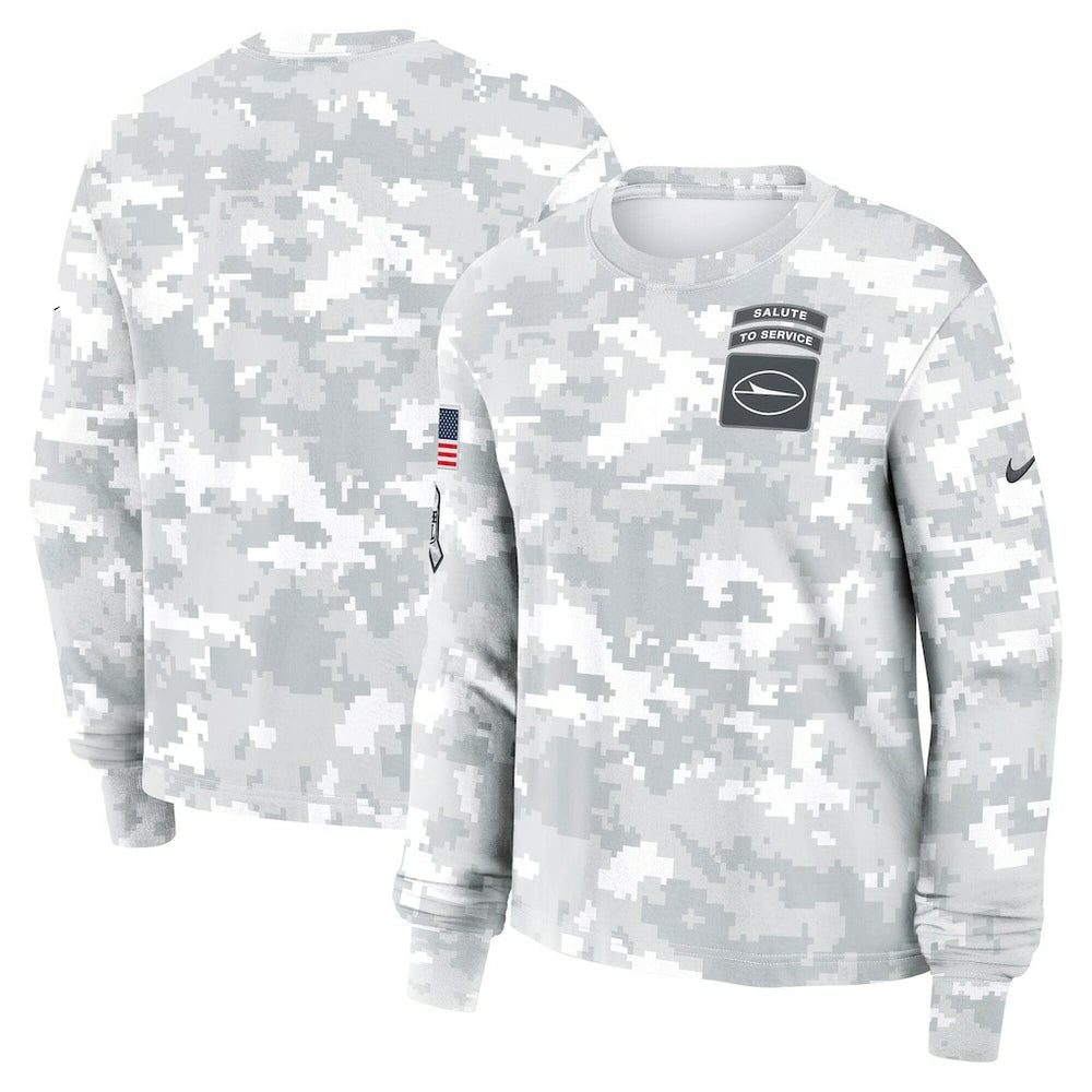 New York Jets Women's 2024 Salute To Service Dri-FIT Long Sleeve T-Shirt - Arctic Camo for sale