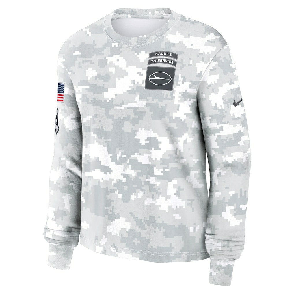 New York Jets Women's 2024 Salute To Service Dri-FIT Long Sleeve T-Shirt - Arctic Camo for sale
