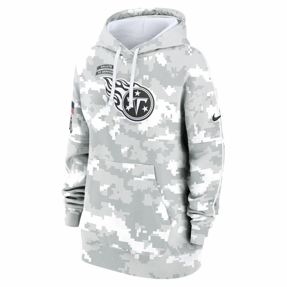 Tennessee Titans Women's 2024 Salute To Service Club Fleece Oversized Pullover Hoodie - Arctic Camo sale