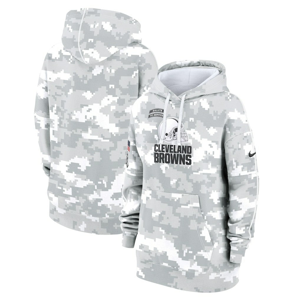 Cleveland Browns Women's 2024 Salute To Service Club Fleece Oversized Pullover Hoodie - Arctic Camo outlet