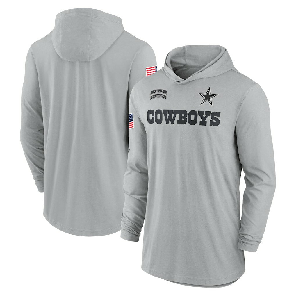 Dallas Cowboys 2024 Salute to Service Lightweight Dri-FIT Long Sleeve Hoodie T-Shirt - Gray outlet