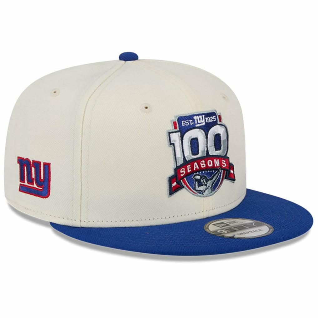 New York Giants New Era 100th Season Two-Tone 9FIFTY Snapback Hat - Cream/Royal on sale