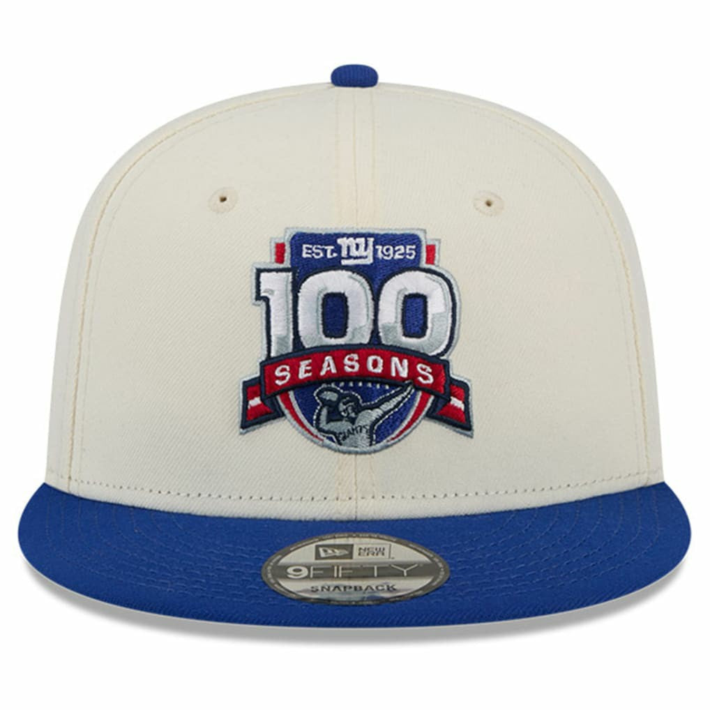New York Giants New Era 100th Season Two-Tone 9FIFTY Snapback Hat - Cream/Royal on sale