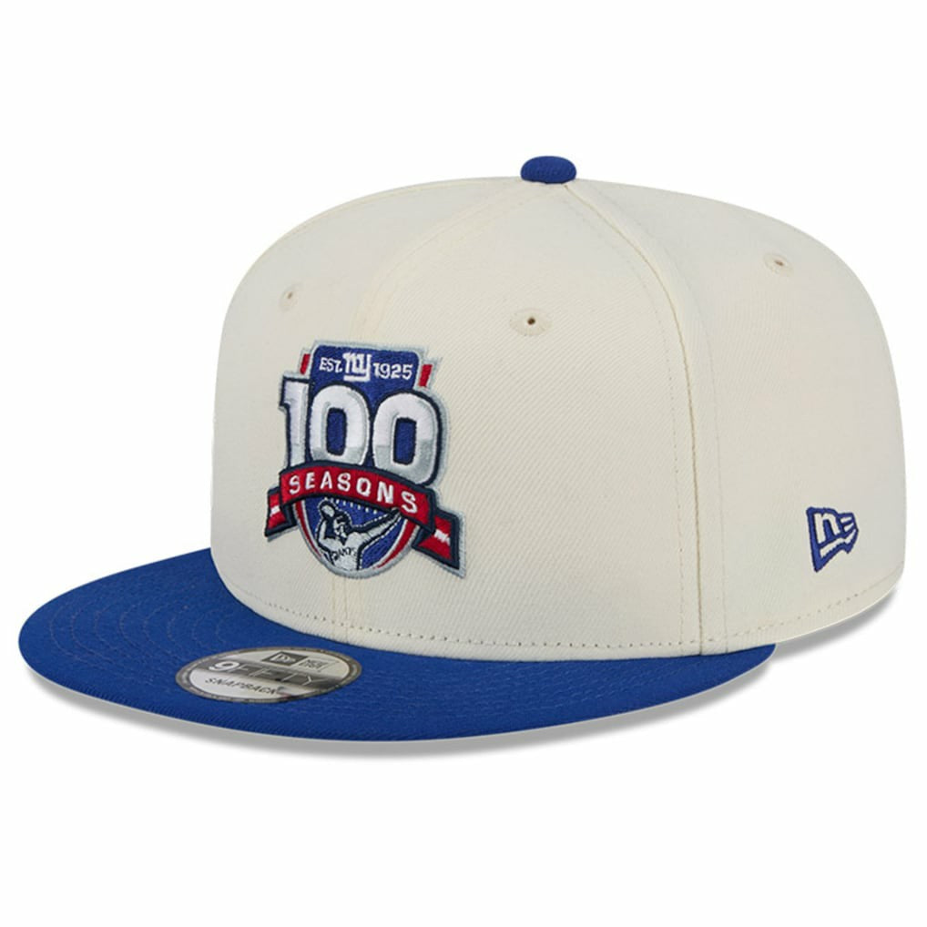 New York Giants New Era 100th Season Two-Tone 9FIFTY Snapback Hat - Cream/Royal on sale