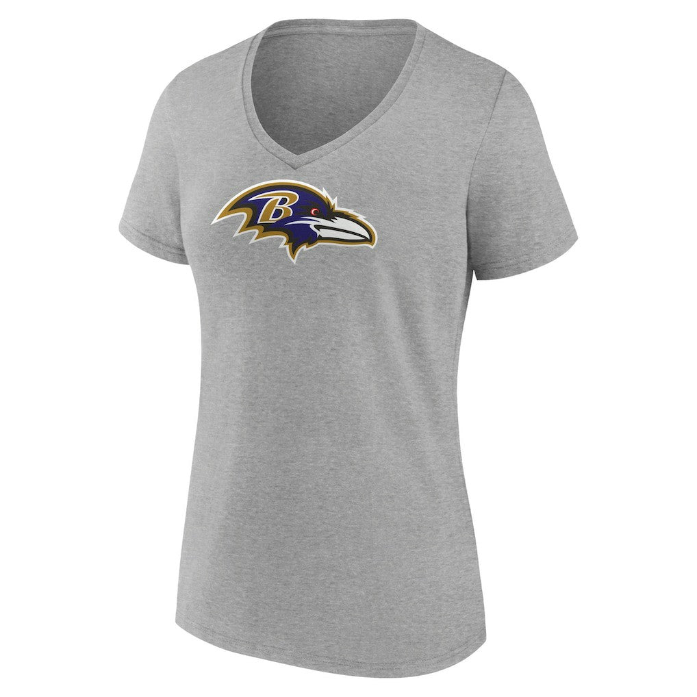 Lamar Jackson Baltimore Ravens Women's Icon Player Name & Number V-Neck T-Shirt - Gray outlet