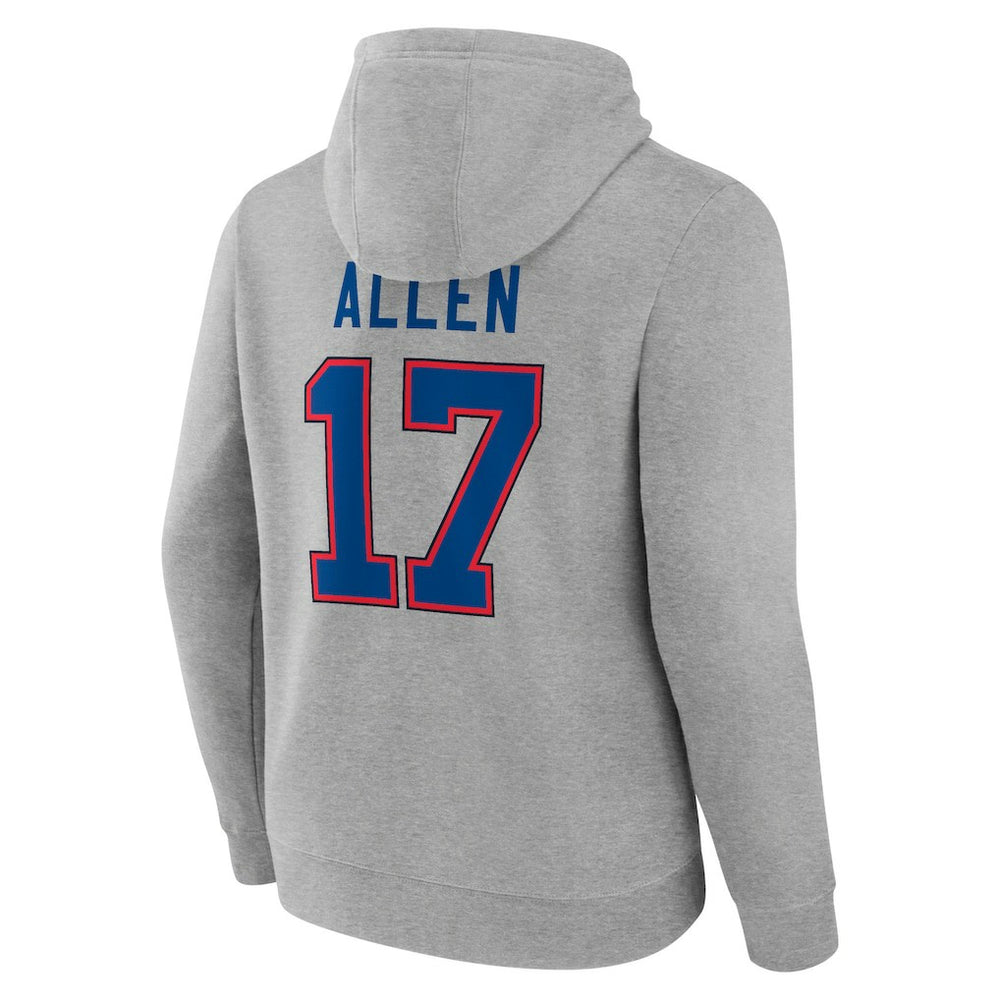 Josh Allen Buffalo Bills Icon Player Name & Number Pullover Hoodie - Gray sale