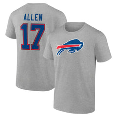 Josh Allen Buffalo Bills Icon Player Name & Number T-Shirt - Gray on sale