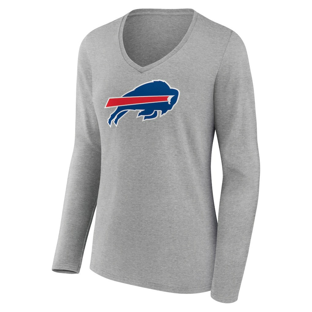 Josh Allen Buffalo Bills Women's Icon Player Name & Number Long Sleeve V-Neck T-Shirt - Gray outlet