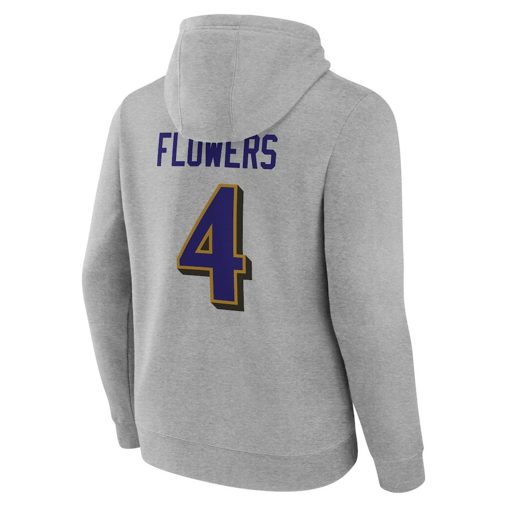 Zay Flowers Baltimore Ravens Icon Player Name & Number Pullover Hoodie - Gray cheap
