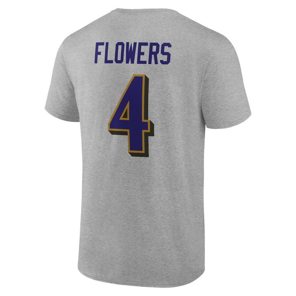 Zay Flowers Baltimore Ravens Icon Player Name & Number T-Shirt - Gray for sale
