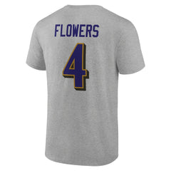 Zay Flowers Baltimore Ravens Icon Player Name & Number T-Shirt - Gray for sale