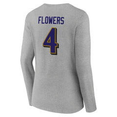 Zay Flowers Baltimore Ravens Women's Icon Player Name & Number Long Sleeve V-Neck T-Shirt - Gray on sale