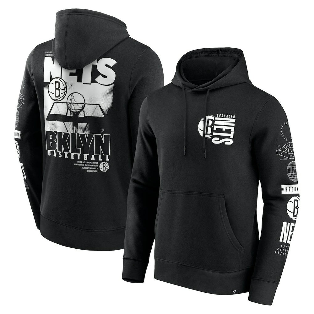 Brooklyn Nets Game Time Crossover Pullover Hoodie - Black on sale