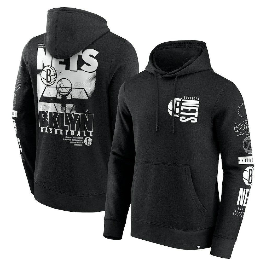 Brooklyn Nets Game Time Crossover Pullover Hoodie - Black on sale