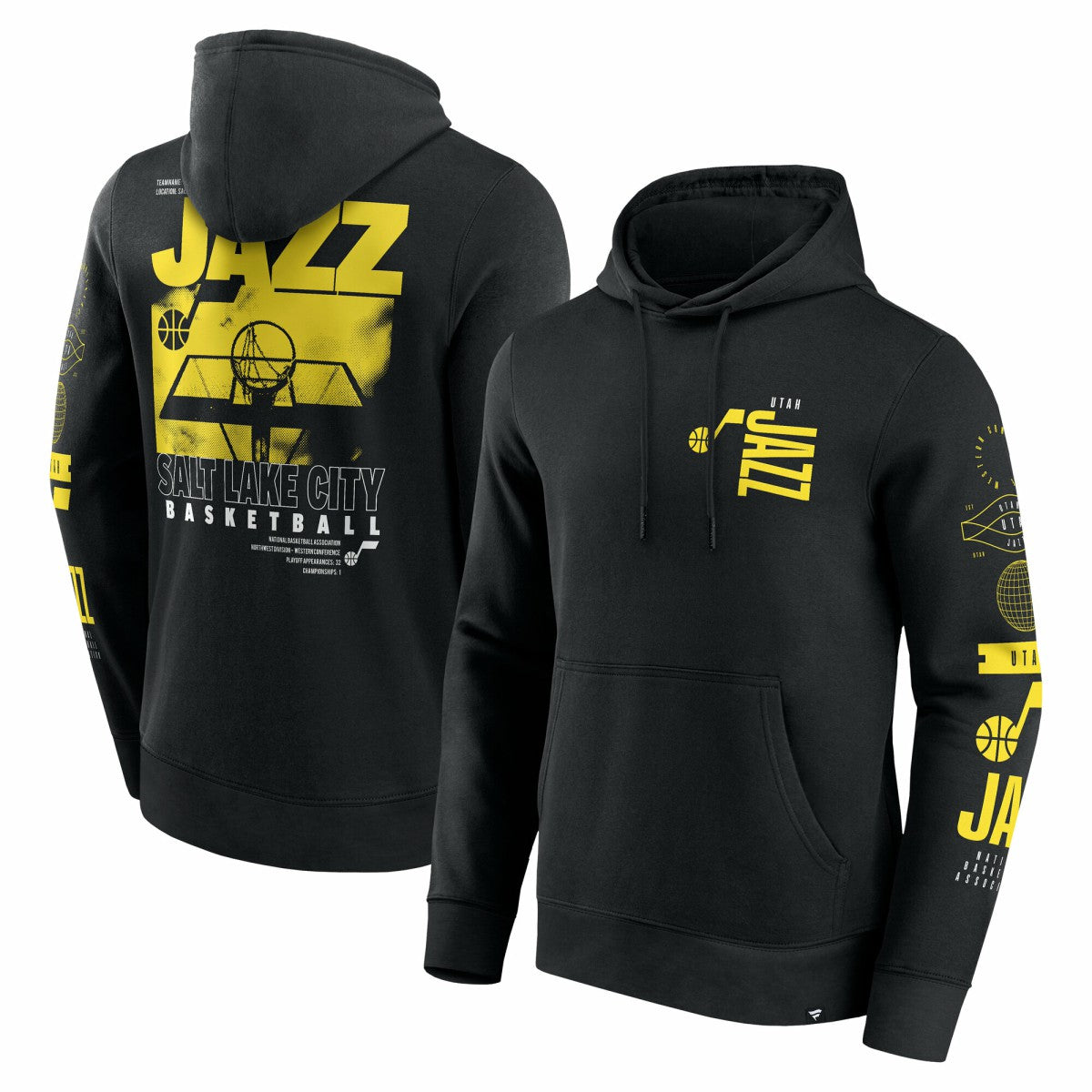 Utah Jazz Game Time Crossover Pullover Hoodie - Black online