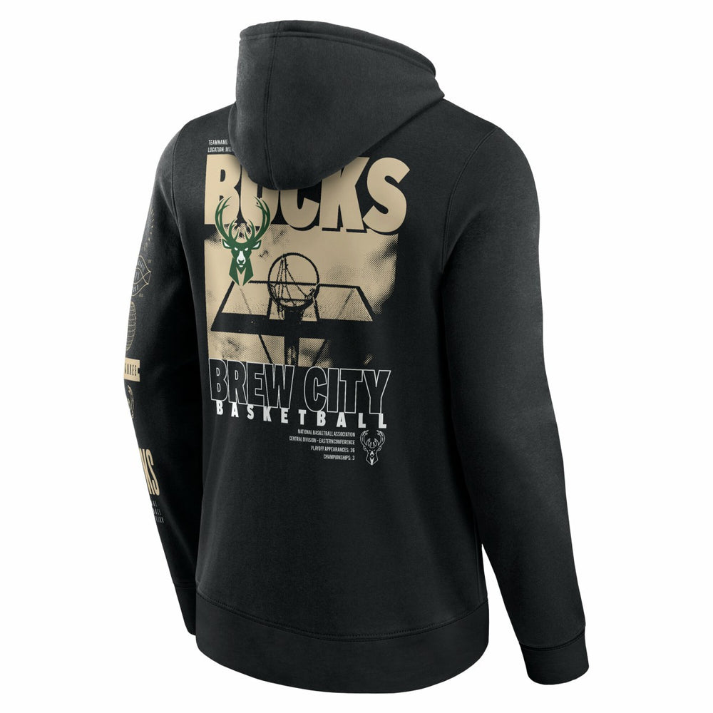 Milwaukee Bucks Game Time Crossover Pullover Hoodie - Black for sale
