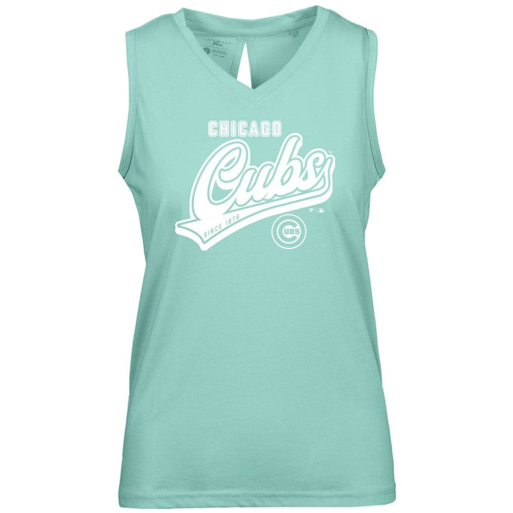 Chicago Cubs Levelwear Women's  Paisley Sweep V-Neck Tank Top Mint