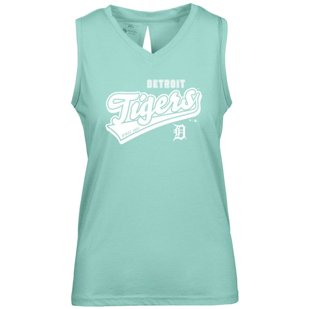 Detroit Tigers Levelwear Women's  Paisley Sweep V-Neck Tank Top Mint