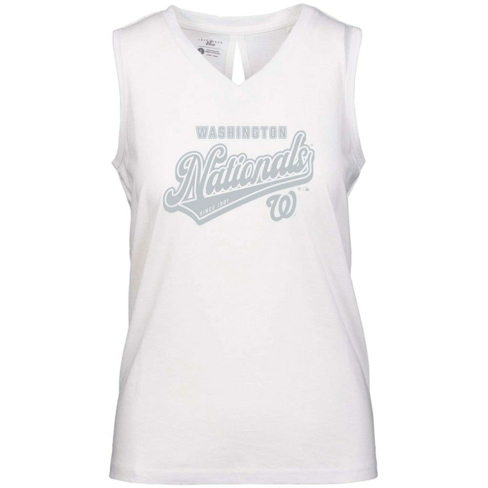 Washington Nationals Levelwear Women's  Paisley Sweep V-Neck Tank Top White