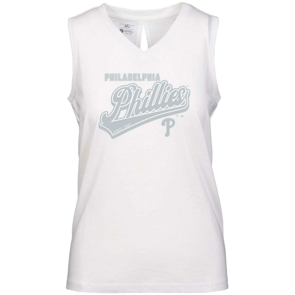 Philadelphia Phillies Levelwear Women's  Paisley Sweep V-Neck Tank Top White