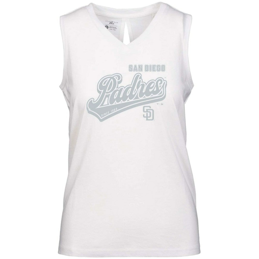 San Diego Padres Levelwear Women's  Paisley Sweep V-Neck Tank Top White