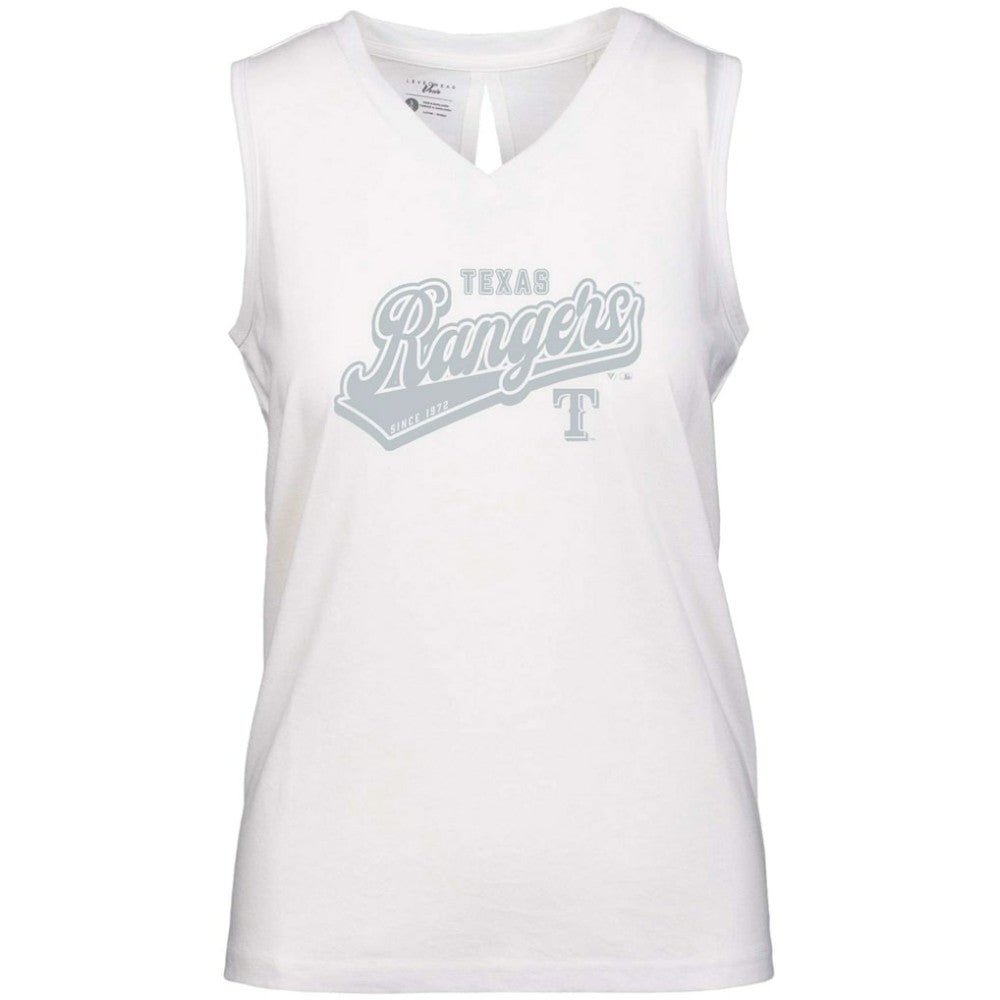 Texas Rangers Levelwear Women's  Paisley Sweep V-Neck Tank Top White