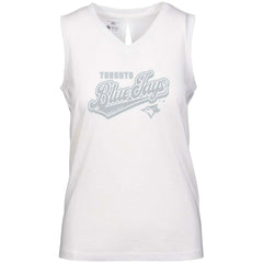 Toronto Blue Jays Levelwear Women's  Paisley Sweep V-Neck Tank Top White