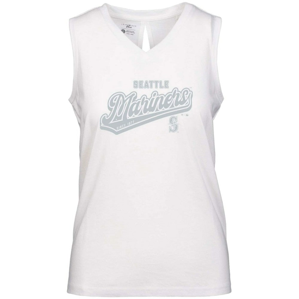 Seattle Mariners Levelwear Women's  Paisley Sweep V-Neck Tank Top White