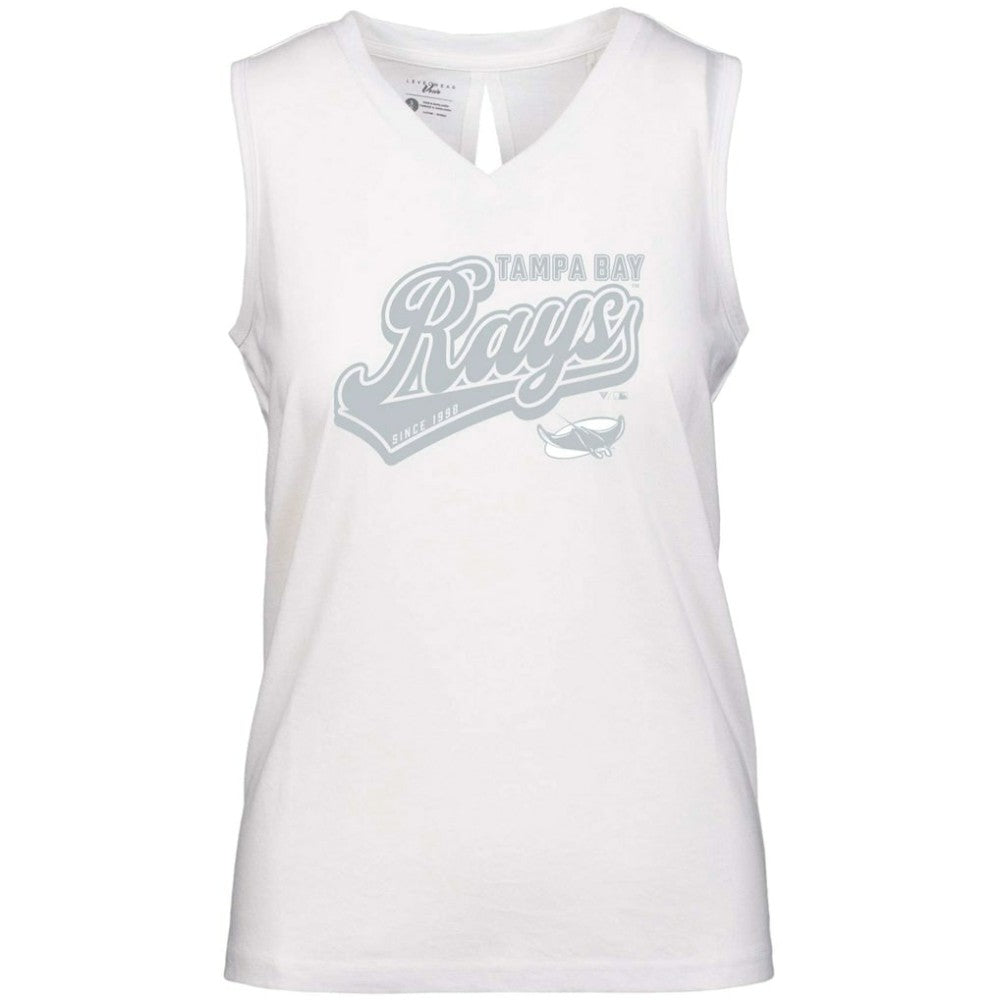 Tampa Bay Rays Levelwear Women's  Paisley Sweep V-Neck Tank Top White