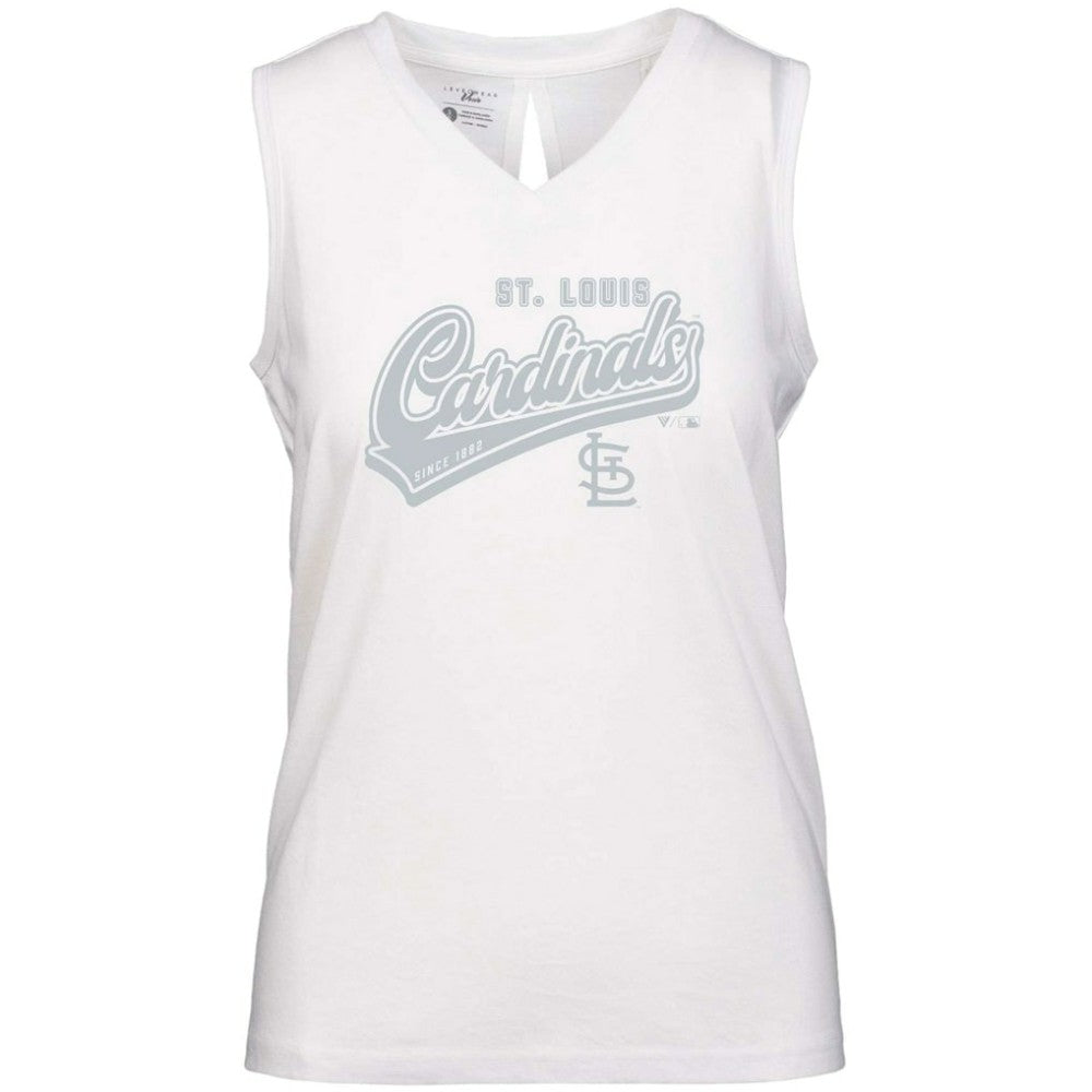 St. Louis Cardinals Levelwear Women's  Paisley Sweep V-Neck Tank Top White